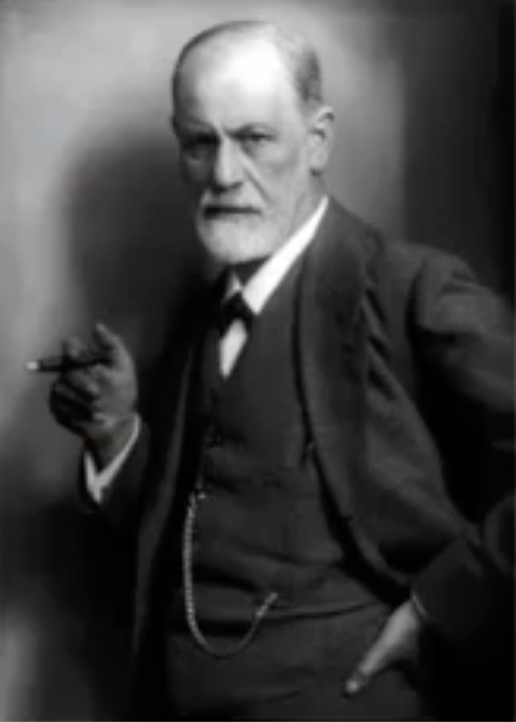 Image 53: A sepia portrait shows Sigmund Freud with his hand in his pocket and a cigarette in his hand